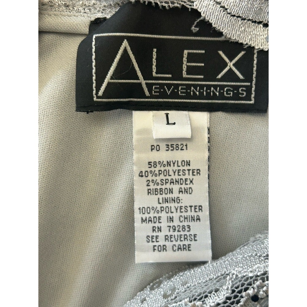 Alex Evenings NWT Lace Sequin Formal Top Silver (MSRP $119) SZ L - Picture 5 of 6